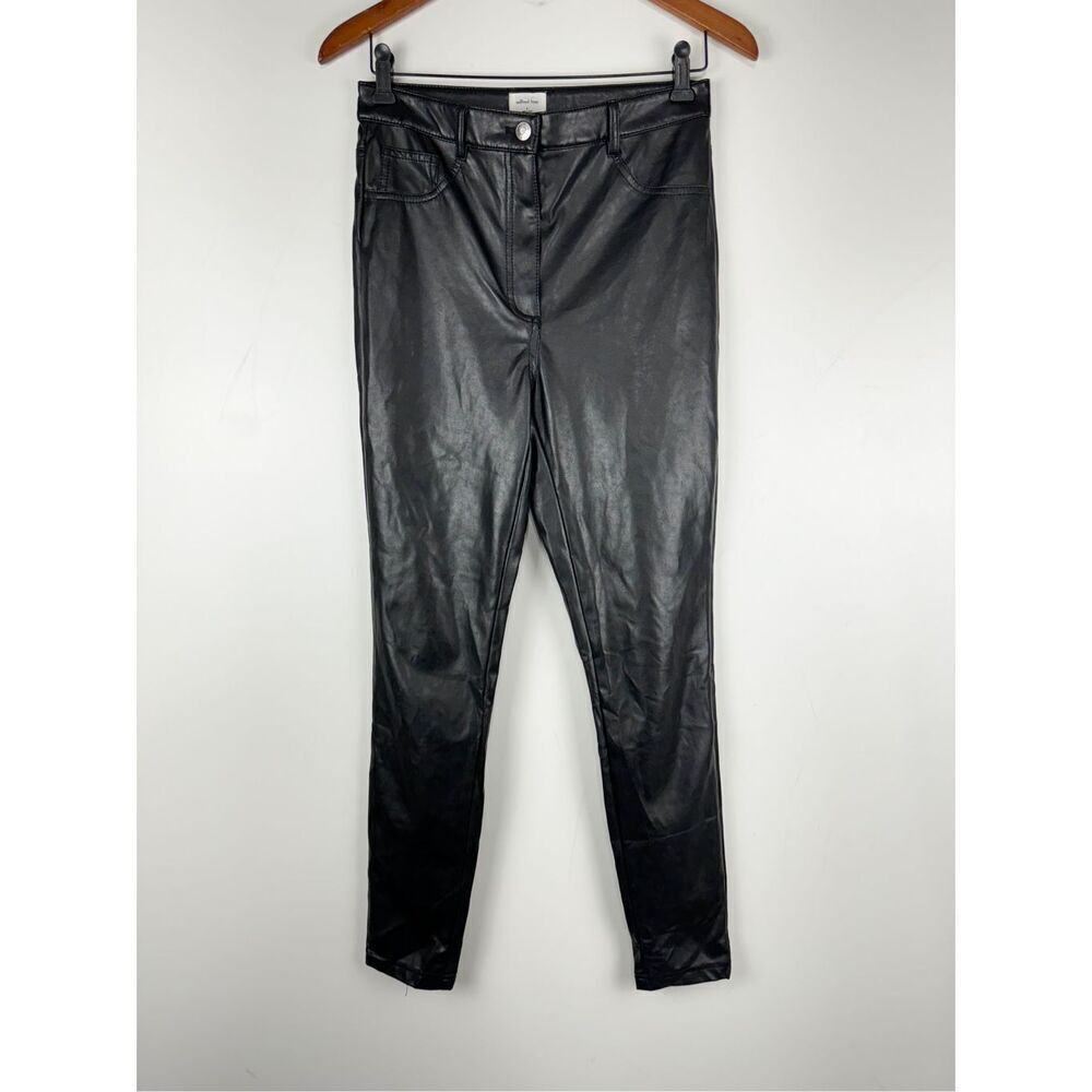 Wilfred Free Women's Faux Leather Flat Front Skinny Trouser Pants Black Size 6